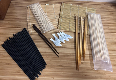 5 Chop Stick Rest Holders - 2 roll mats. disposable and reusable chop sticks