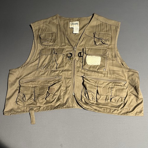 Ausable Vest Mens 2XL Tan Multi Pocket Utility Fly Fishing Khaki Outdoors