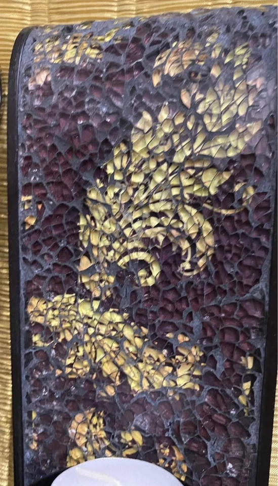 Set Of Mosaic Glass Wall Mounted Sconce Candle Holders - Image 4 of 4