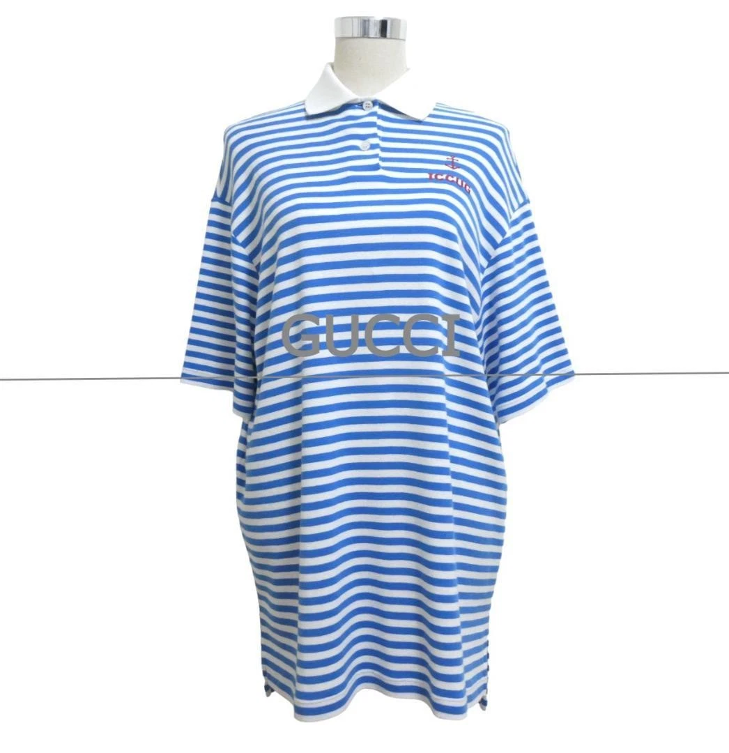 GUCCI Polo Abito Cotone Blu Bianco 32 XXS 84736c
