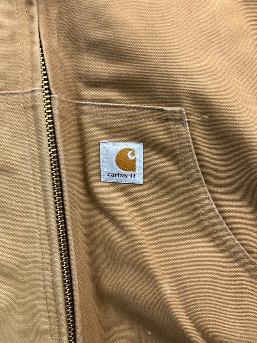 Carhartt J140 Brown Duck Jacket Mens M-L USA Union Quilted Flannel