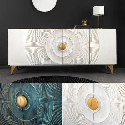 Massivholz Sideboard GOLDEN SUNSET - 180cm - FARBWAHL - Mango Metall - handmade - Bild 1 von 4