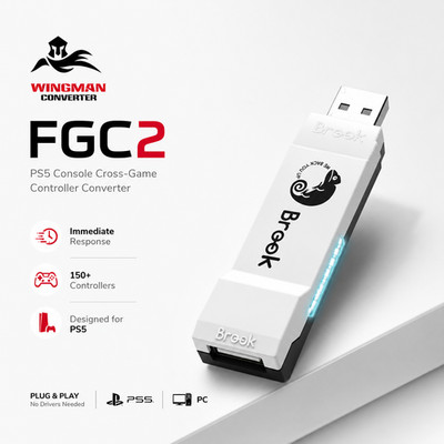 Brook Wingman FGC2 Converter Arcade Stick Adapter PS5 PS4 PC SF6 Tekken 8 NEW