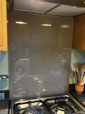 Toughened Glass Kitchen Hob Splashback,Heat Resistant Tempered Glass Panel grey
