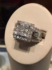 2Ct Princess Cut Lab-Created Diamond Cluster Wedding Ring 14k White Gold Finish