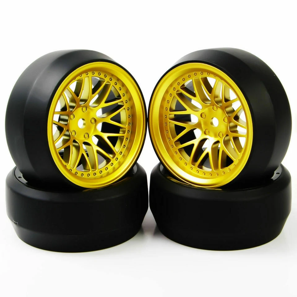 4X 1:10 RC On-Road Car Rubber Tires Wheel Rim Flat For 1:10 Drift Racing Car BBG - Image 2 of 4