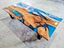 Wood Epoxy Dining Table – Modern Resin & Wood Table – Handmade Minimalist Design