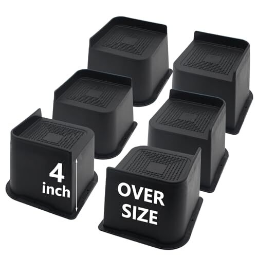 Bed Risers Heavy Duty, Furniture Risers for Bed Desk Table 4 Inch Black 4 