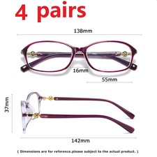 4 PK Womens Ladies Blue Light Blocking Reading Glasses Computer Readers for Work