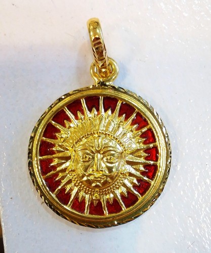 22K GOLD CHAIN PENDANT HANDMADE SUN 