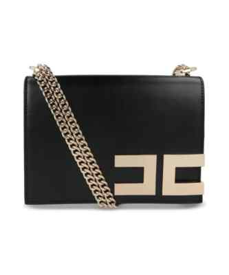 NWT New Elisabetta Franchi Black Leather Chain Shoulder Bag