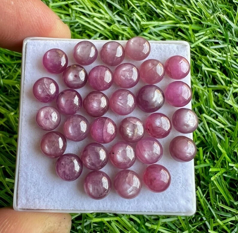 Natural Pink Ruby Sheen Sapphire 7mm Round Cabochon 10Pcs Lot Ruby Sapphire - Image 3 of 3