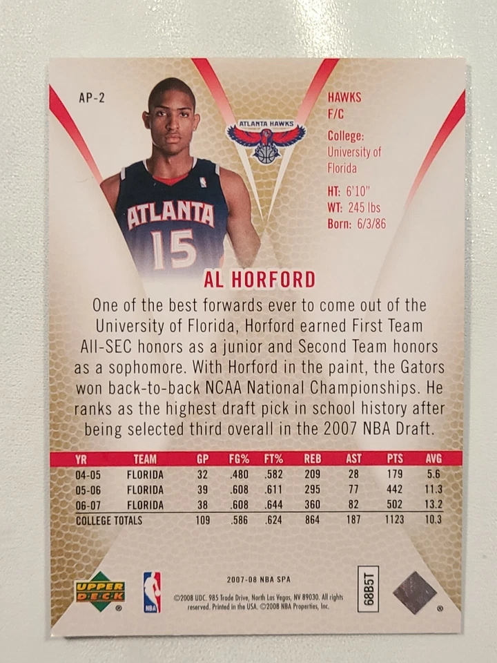 2007-08 NBA SP Authentic Profiles #AP-2 Al Horford Atlanta Hawks - Image 2 of 2