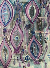 Abstract Blue And Purple Turkish Lamp Painting. Ooak Moody Virgo Arts