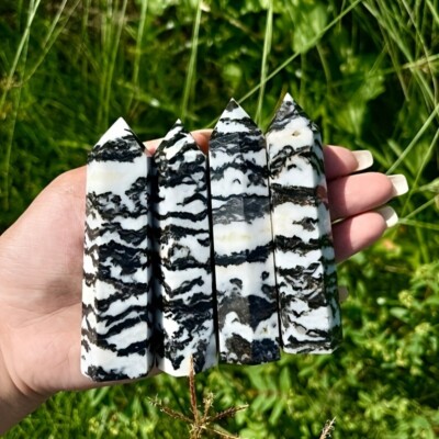 3 ~ 4 inch Zebra Jasper Stone Obelisk Wand Single Point Crystal Tower Decoration