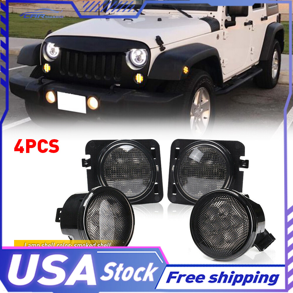 For Jeep Wrangler JK LED 45125 Turn Signal+ Marker Light Side Fender Smoked Lens
