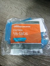 Office Depot Insertable 1/5 Tabs 2 Blue 25 Count New