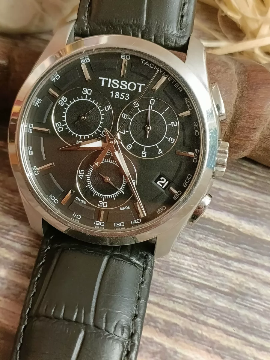 AUTHENTIC TISSOT SWISS QUARTZ MEN S MINT BLACK DIAL CHRONOGRAPH