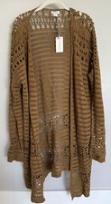 NWT Sundance Catalog Olive Crocheted Fosette Cardigan Size PXL 258