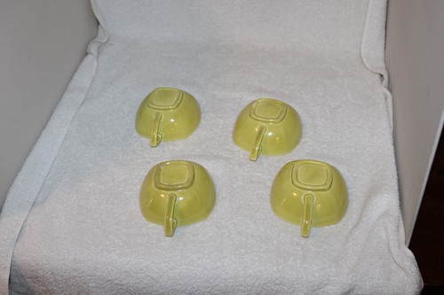 Red Wing Pottery Lotus Lot of 4 Cups , Green (chartreuse) - Picture 10 of 10