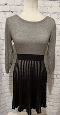 Calvin Klein Fit and Flare Heather & Charcoal Grey Knit Sweater Dress Small