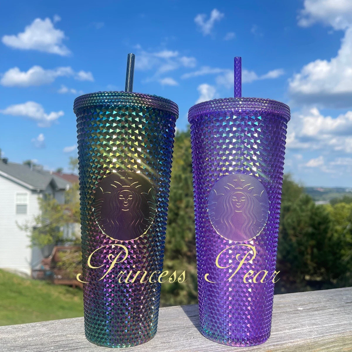 NEW Fall 2023 Starbucks Oil Slick & Purple Studded Tumbler Cold Cup 24oz  Venti