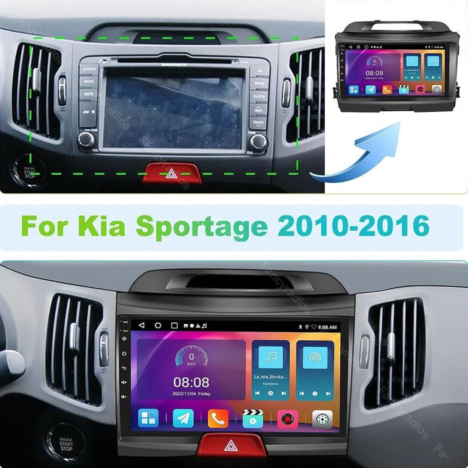 Radio estéreo para automóvil Kia Sportage Android 13 Carplay 2010-2016 WIFI GPS NAVEGACIÓN BT Foto 3 de 4