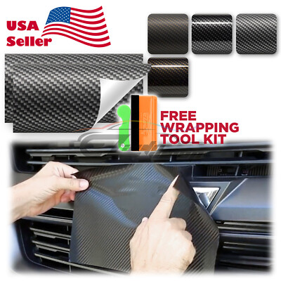 PET 3K Ceramic Carbon Fiber Vinyl Wrap For Chevy Bowtie Emblem Overlay Sheet