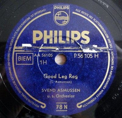 Svend Asmussen - Good Leg Rag - Shabby Shimmy - Philips - 10'' 78 RPM