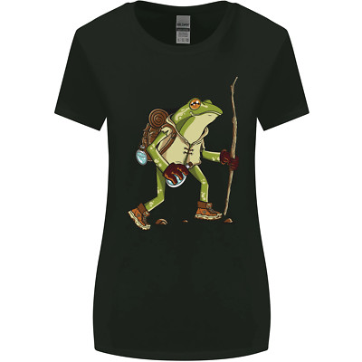 Lustiges Damen-T-Shirt Trekking Wandern wandernde Froschkröte breiter Schnitt