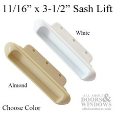 Sash Lift, 11/16 x 3-1/2 Recessed Plastic, 3 Holes