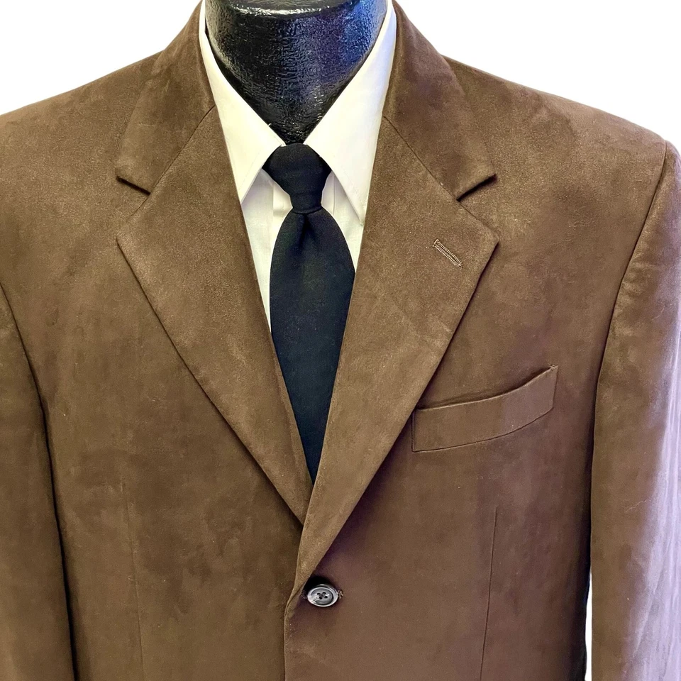 Chaps Ralph Lauren Men Brown Sport Coat ULTRA SUEDE Jacket MICROFIBER Blazer 42 - Image 3 of 4