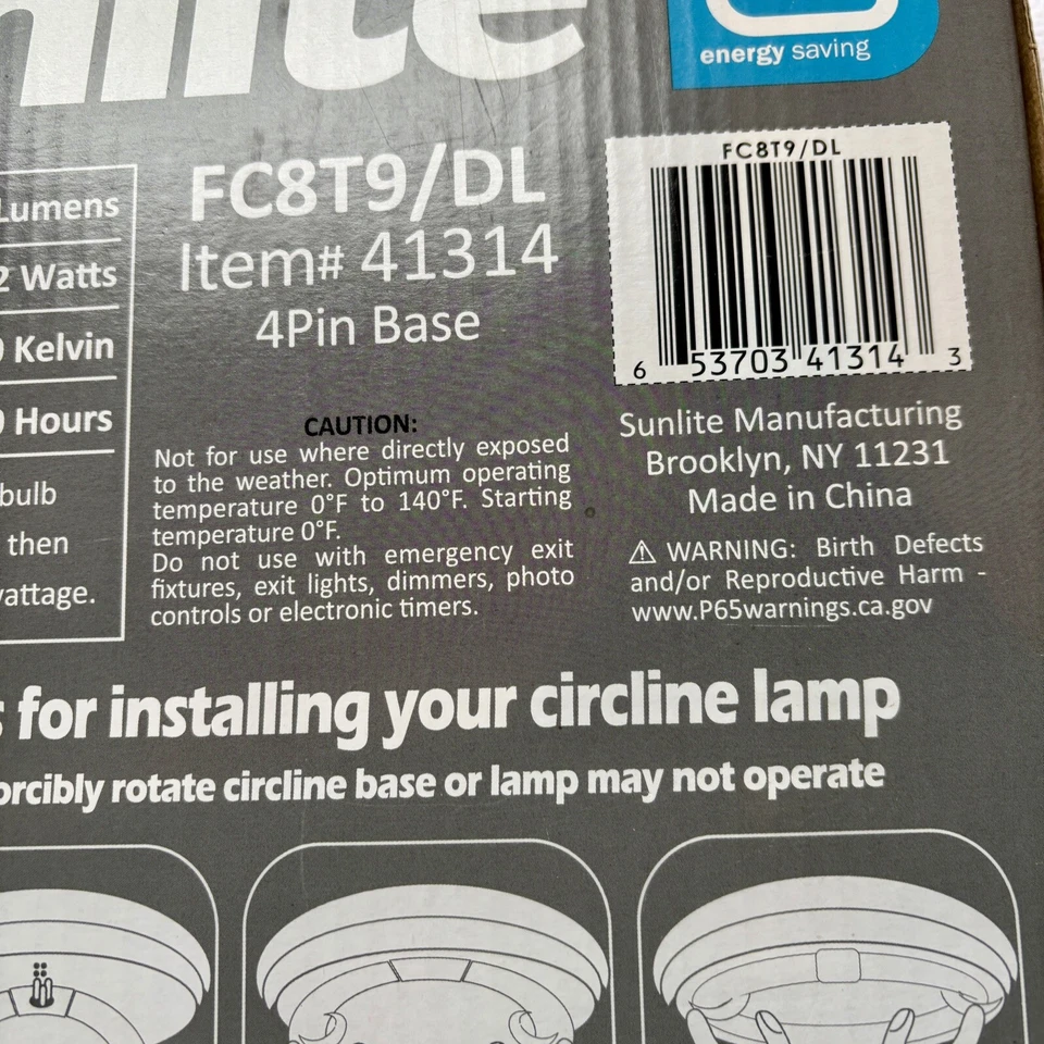 SUNLITE FC8T9/DL 22W 12 inch T9 Daylight Circline 4-Pin Light Bulb New In Box - Image 4 of 4