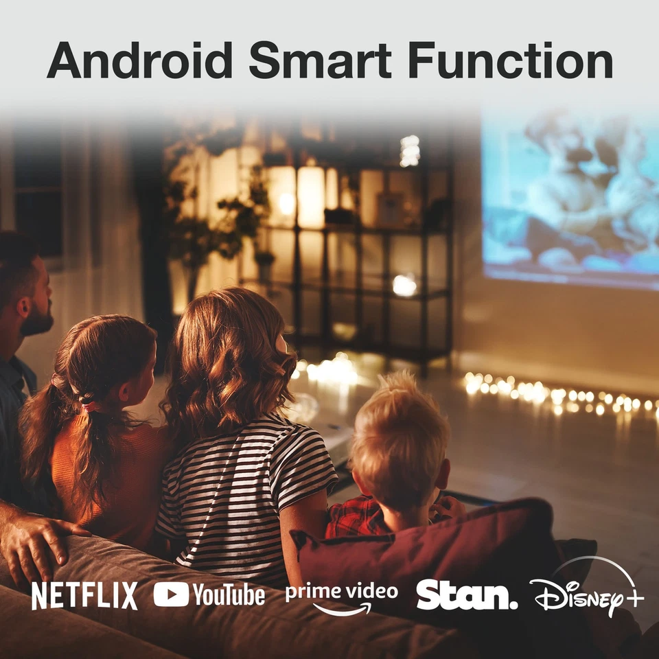 Laser 1080P Android Smart Cube Projector with 120 Inch Screen White - Image 2 of 4