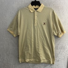 Tommy Hilfiger Mens Polo Shirt Yellow Stripe Golf Small Cotton VTG 90s Collar