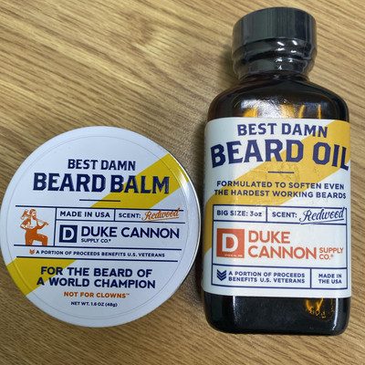 [2-PIECE SET] Duke Cannon Supply Co. 3oz BEST DAMN BEARD OIL & 1.6oz beard balm