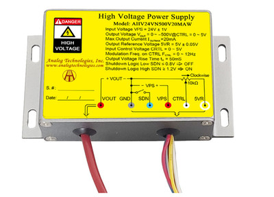 AHV24VN500V20MAW High Voltage DC-DC Power Supply 24V Input -500V 20mA Output