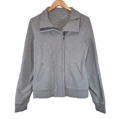 Lululemon Slalom Jacket Heather Gray Zip Up Elbow Patches Athletic Athleisure M