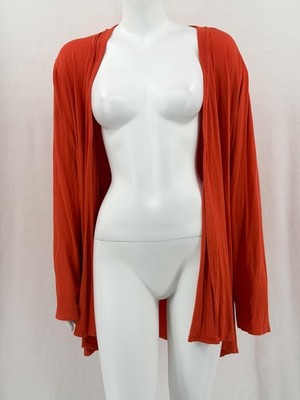 J Jill Sweater Womens 4X Rust Orange Wearever Stretch Open Front Cardigan Office