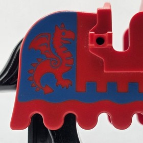 LEGO Black Horse Minifigure Red Blue Dragon Armor Barding Castle 6086 6085 6060