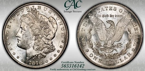 1878 S MORGAN SILVER DOLLAR CACG MS62