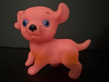 Vintage Rubber Squeaky Puppy Dog Toy Vibrant Pink Squeaker Works