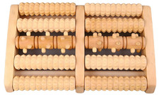 Wooden Foot Roller Massager, 5-Row Spiked Reflexology Foot Massager, Arch-Shape