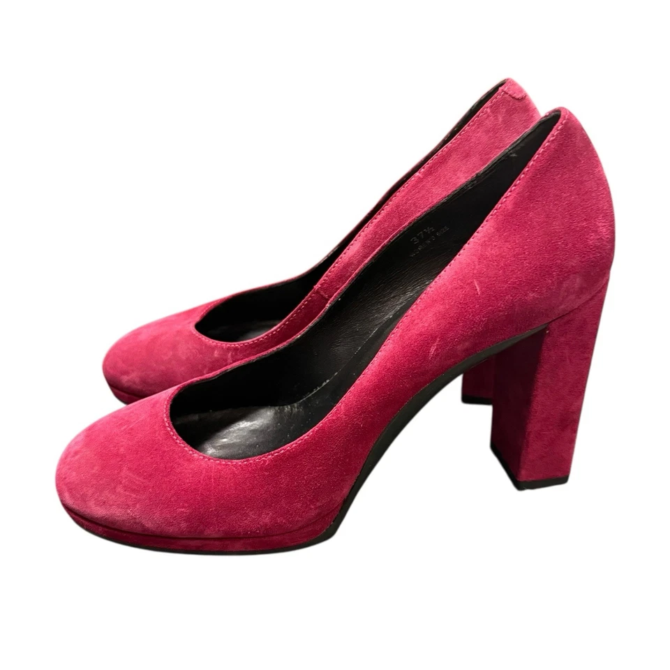 Zapatos de salón Tod’s de gamuza con tacón ancho para mujer talla 37,5 (US 7,5) rosa fucsia 4" Italia Foto 2 de 4