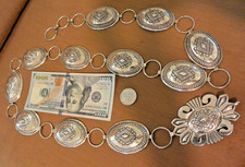 "NOS"12 ozt WILBERT SECATERO Navajo LINK CONCHO BELT Sterling Silver SUPER FANCY
