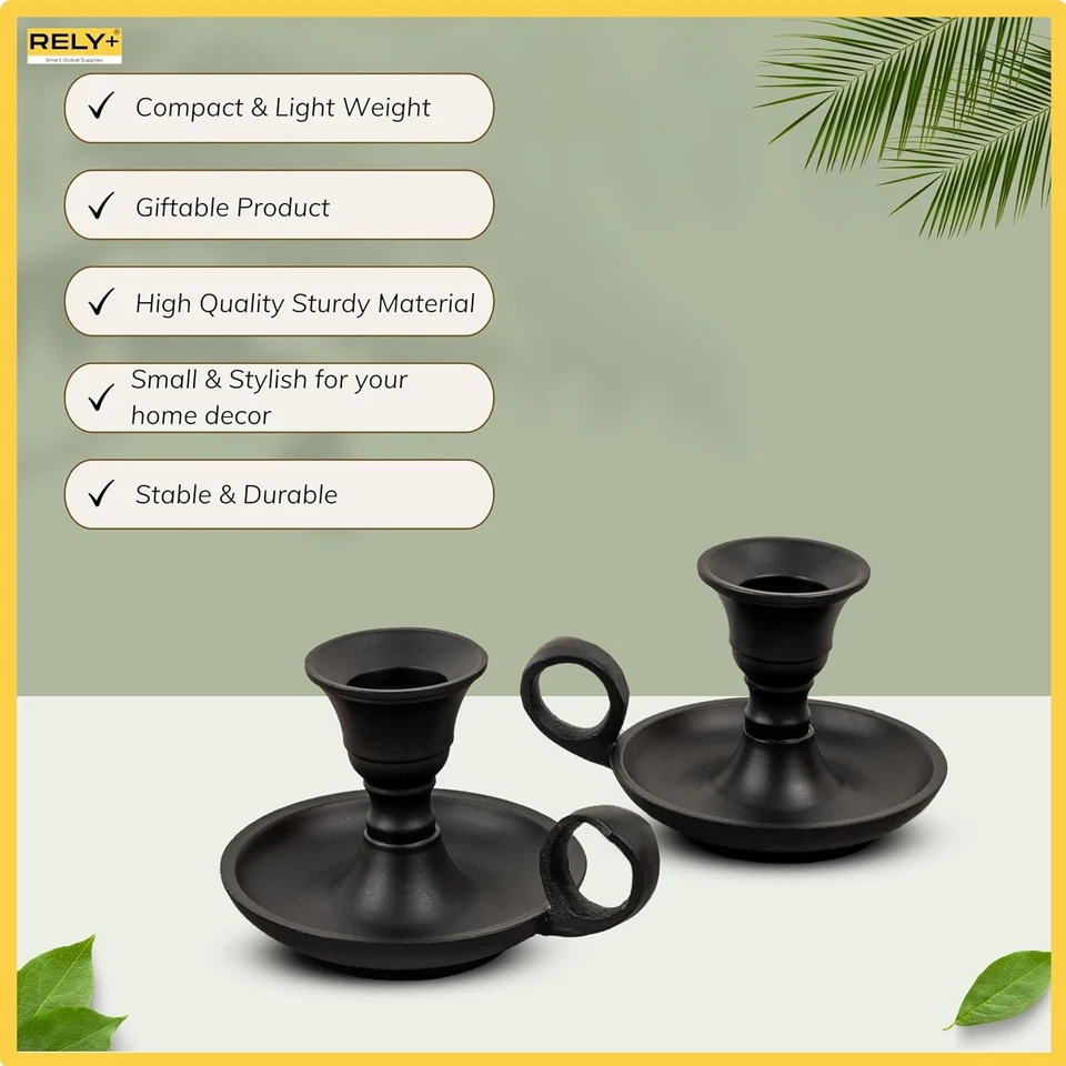 Candelabros de metal negro mate con mango para candelabro cónico juego de 2 modos Foto 4 de 4