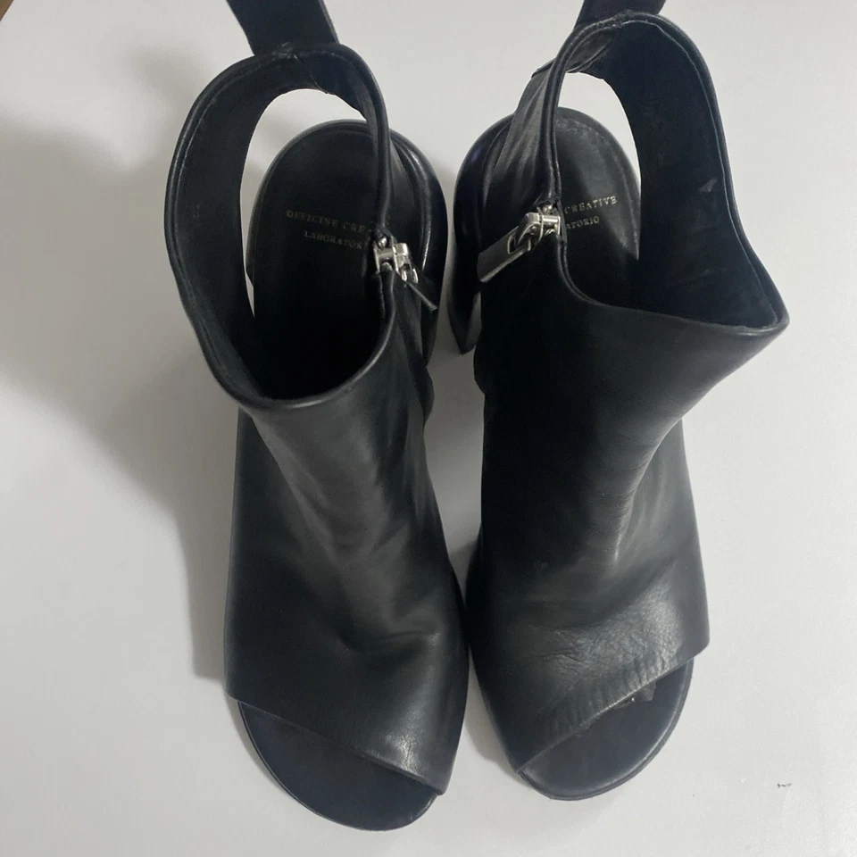 Sandálias de couro preto Officine Creative feminina Adele biqueira aberta tamanho UE 39 tamanho 9 - Imagem 4 de 4