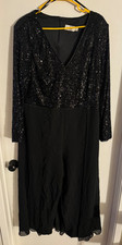 Women "Eliza J." black,long sleeve,with sequins long flowing gown.Size 18 P.O.