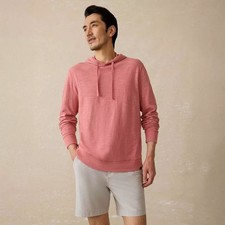 Faherty Heritage Organic Cotton Sunwashed Slub Hoodie Mens Large Faded Flag Pink