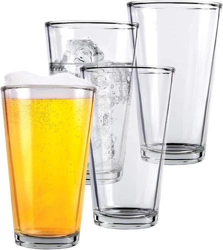 Pint Beer Glasses Set of 4 – 16 oz Tall Clear 4 Count (Pack 1), - Picture 1 of 5